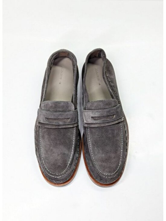 Allsaints Men\'s Sammy Slip-on Suede Penny Loafer in Grey Size 13 (MSRP $299) main image 10
